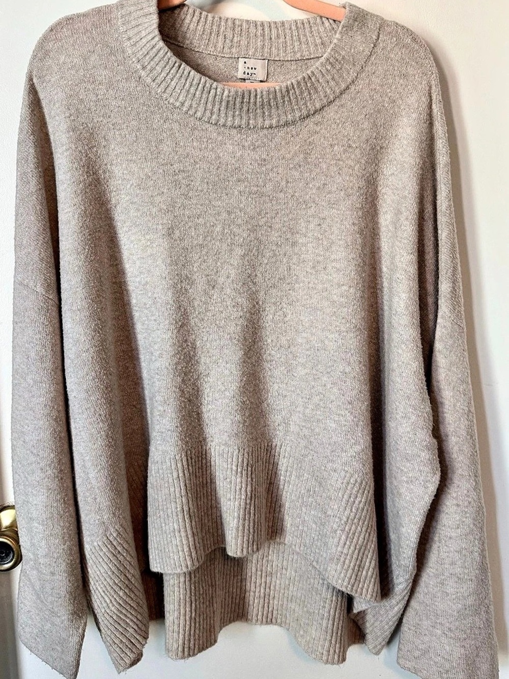 A New Day XL Oatmeal Oversized High Low Soft Knit Sweater